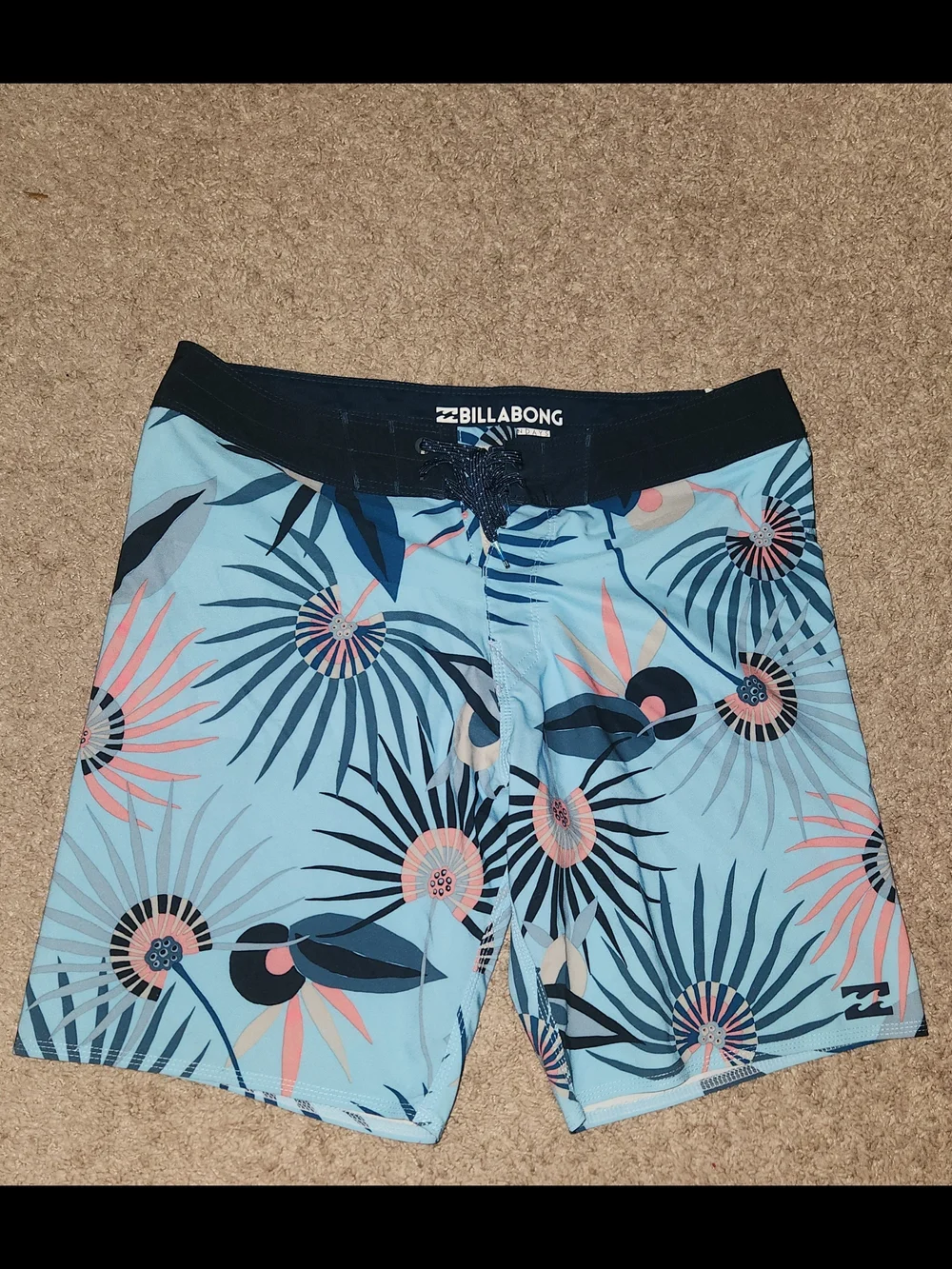 Billabong Navy and Light Blue Tropical Swim Trunks